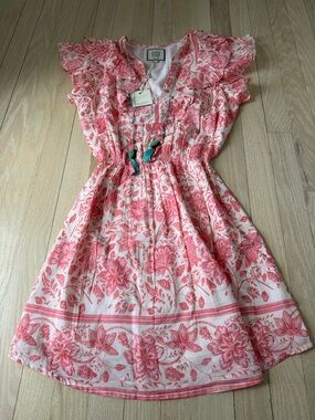 Pink Floral Smocked-Waist Casual Dress